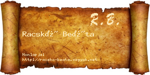 Racskó Beáta névjegykártya